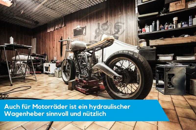 Hydrulischer Wagenheber Motorrad Hydraulischer Wagenheber hebt ein Motorad hoch